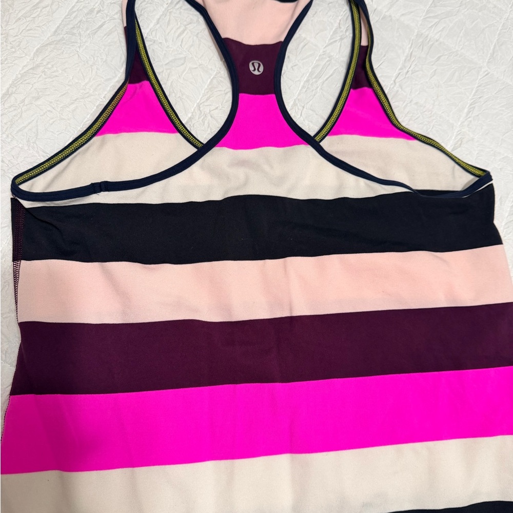 lululemon athletica Pink and Black Striped Tank Top - Picture 3 of 3